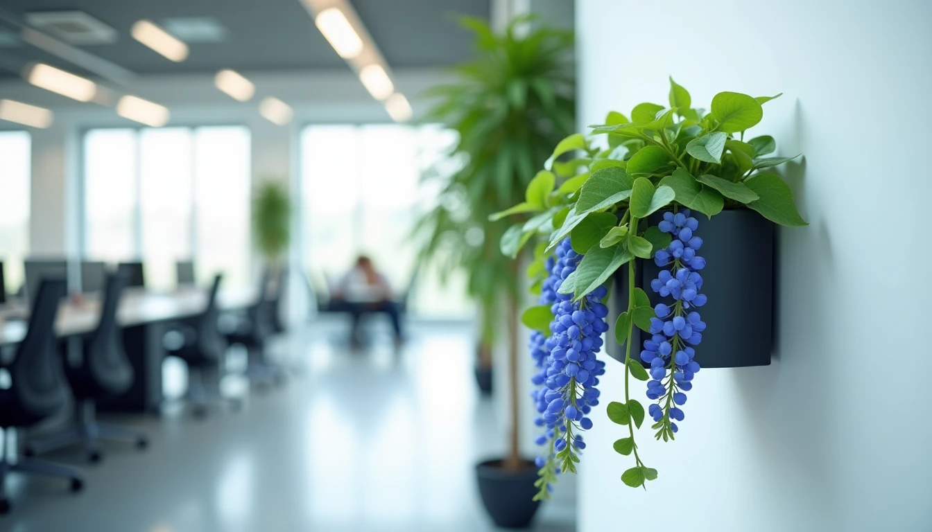 Aménager ses bureaux avec la plante grimpante fleur bleue